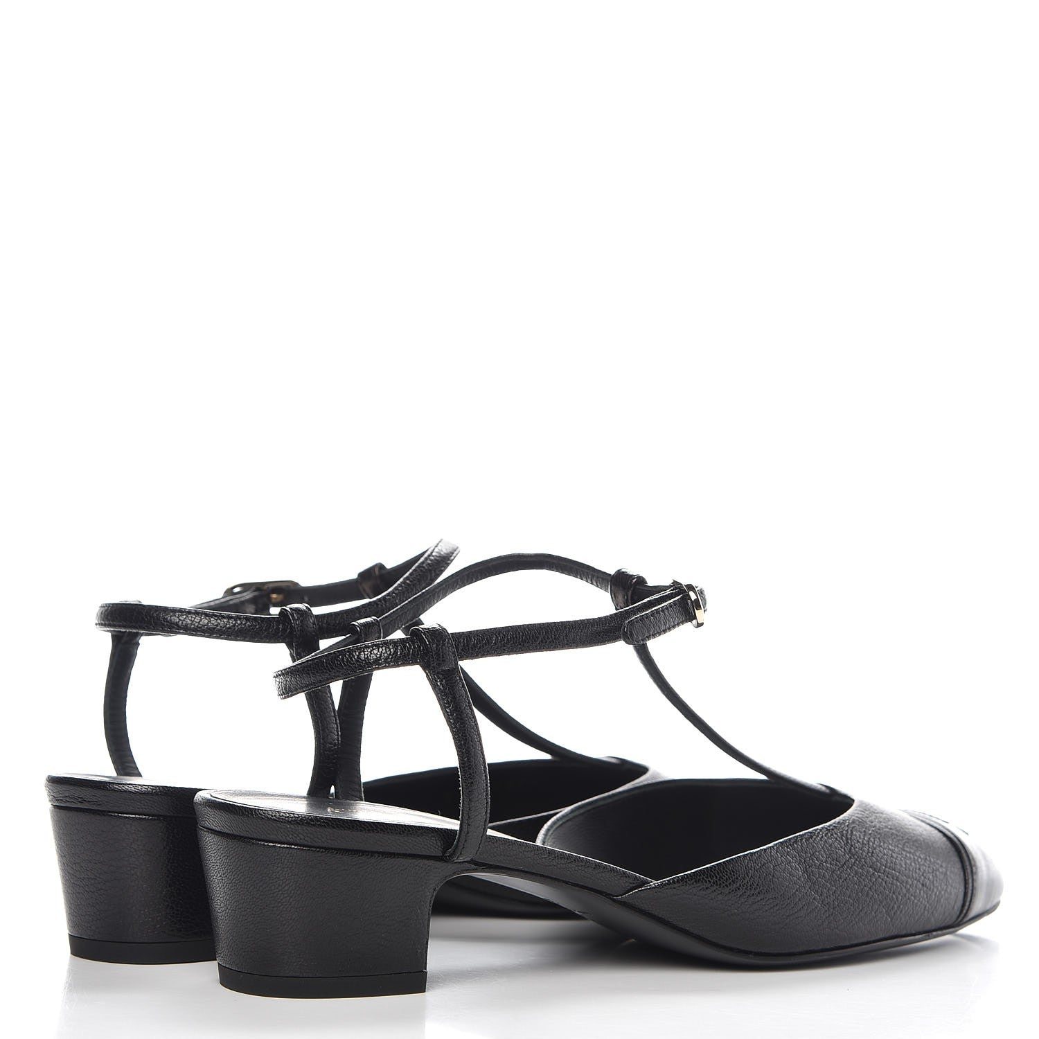 Chanel Goatskin Cap Toe CC Slingback Sandals 39.5 Black 4 of 9