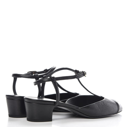 Chanel Goatskin Cap Toe CC Slingback Sandals 39.5 Black 4 of 9