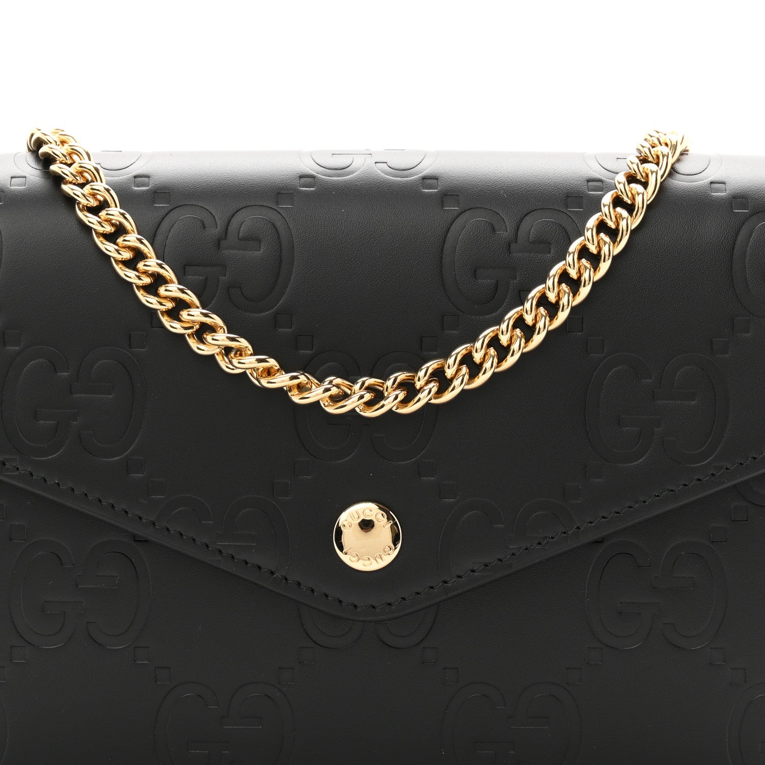 Gucci Calfskin GG Debossed Chain Wallet Black 8 of 10