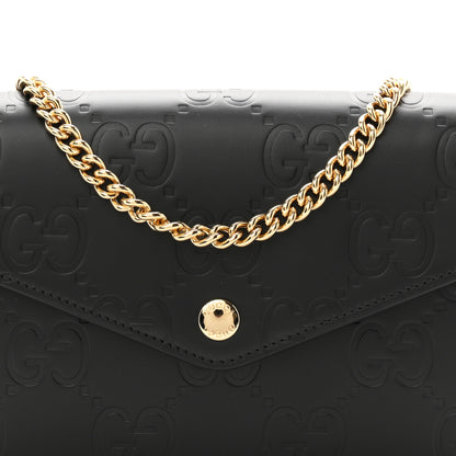 Gucci Calfskin GG Debossed Chain Wallet Black 8 of 10