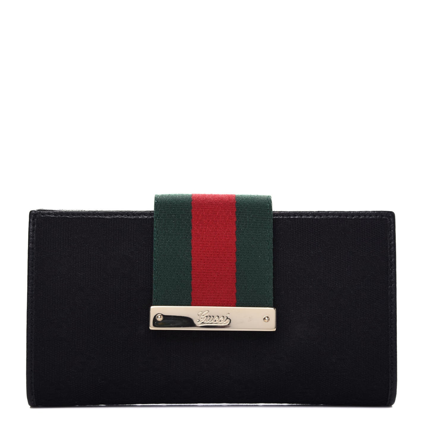 Monogram Calfskin Ladies Web Long Wallet Black