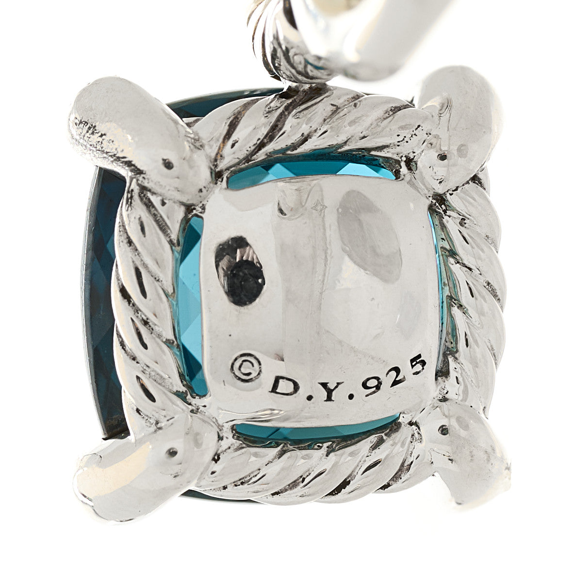 David Yurman Sterling Silver Hampton  Blue Topaz Diamond Chatelaine Drop Earrings 4 of 4
