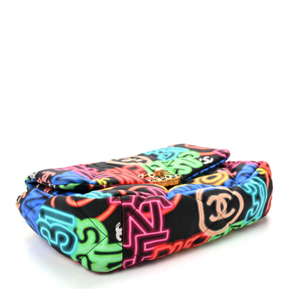 Chanel Fabric Quilted Neon Graffiti Medium Chanel 19 Flap Black Multicolor 4 of 10
