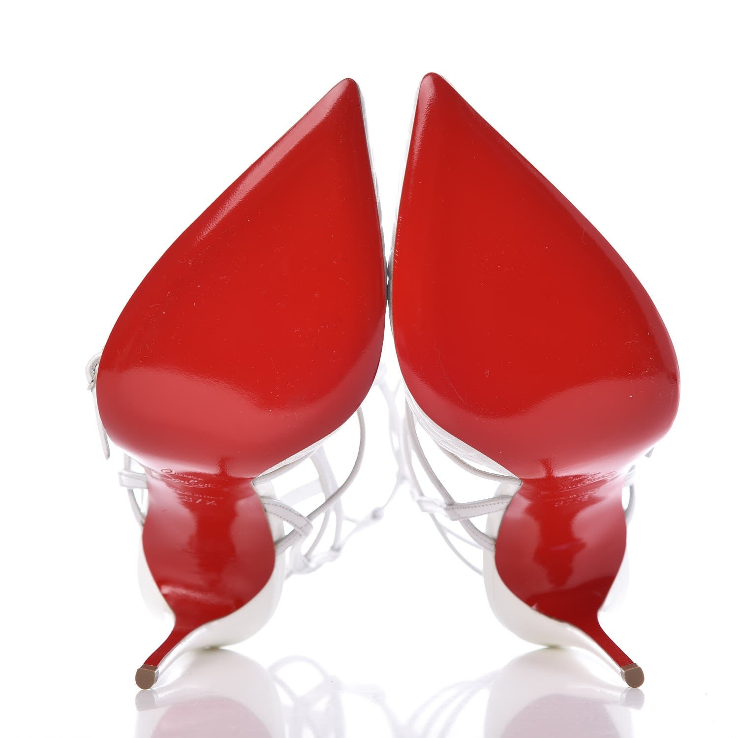 Christian Louboutin Kid Patent Scallop Kadreyana 100 Pumps 37.5 Latte 5 of 8