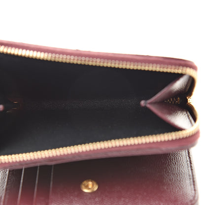 Saint Laurent Grain De Poudre Matelasse Chevron Monogram Compact Zip Around Wallet Rouge Legion 6 of 9