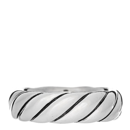 David Yurman Sterling Silver 6mm Sculpted Cable Band Ring 53 6.5 3 of 4