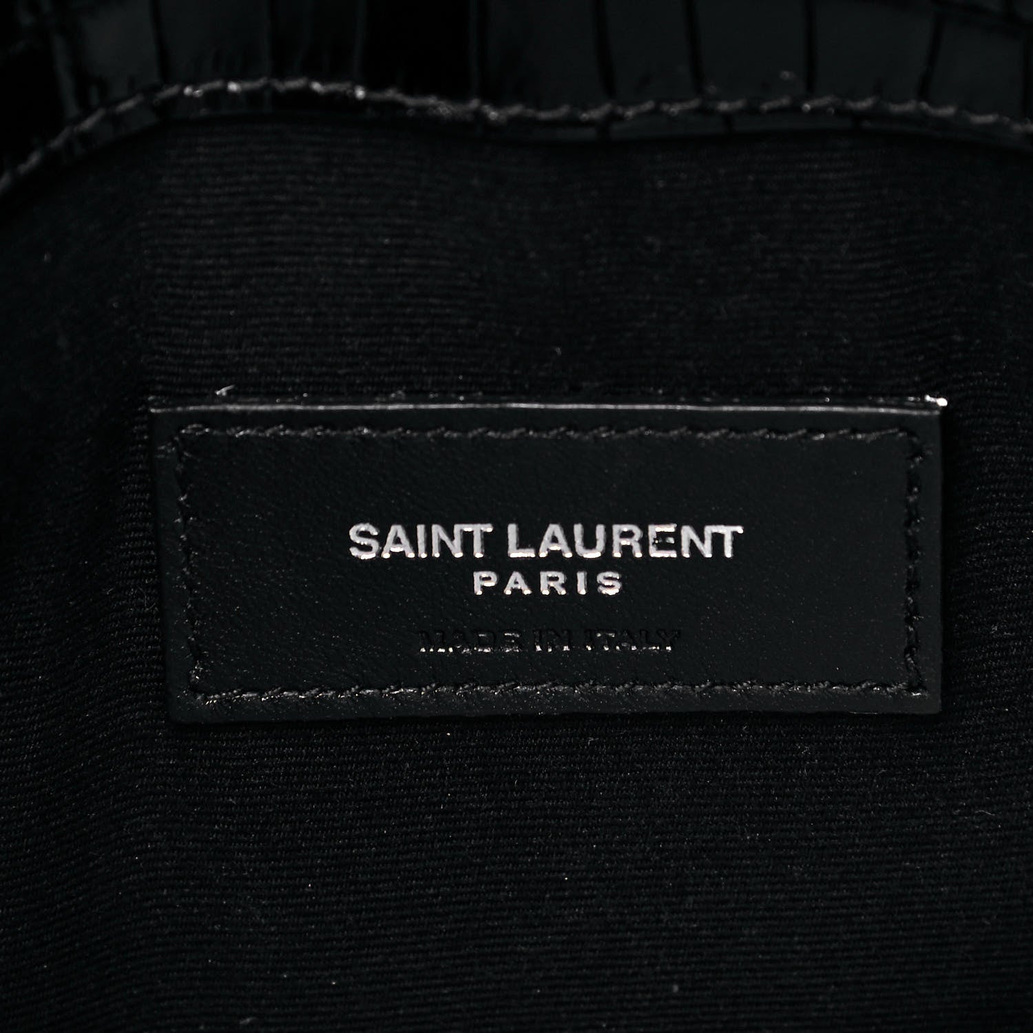 Saint Laurent Calfskin Crocodile Embossed Uptown Monogram Clutch Black 6 of 8