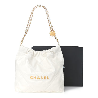 Chanel Shiny Calfskin Quilted Small Chanel 22 White 10 of 10