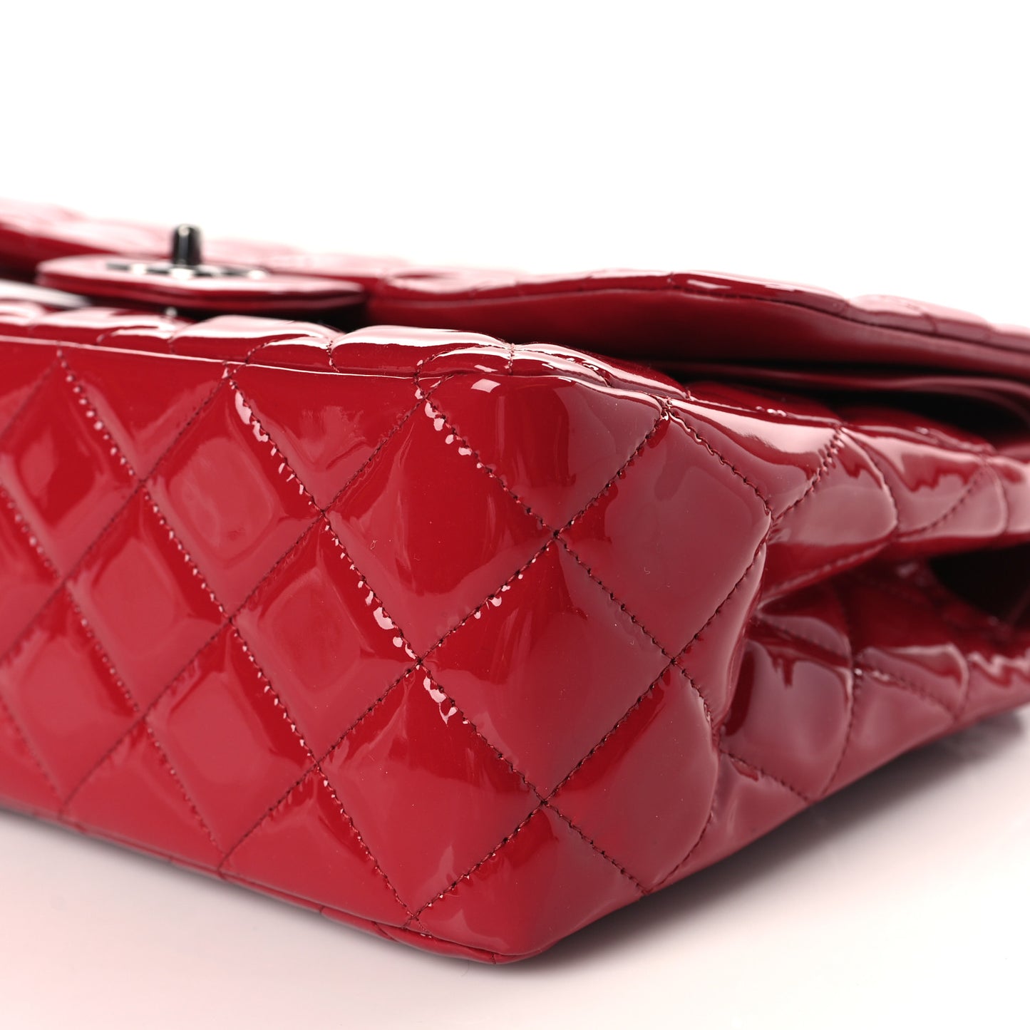 Patent Quilted Jumbo Double Flap Red