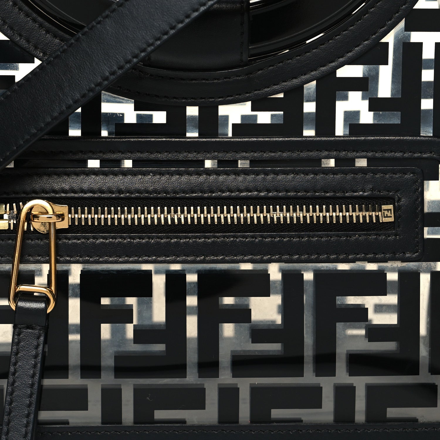 Fendi TPU FF Vitello Century Plexiglass Small Runaway Shopper Tote Black 8 of 10