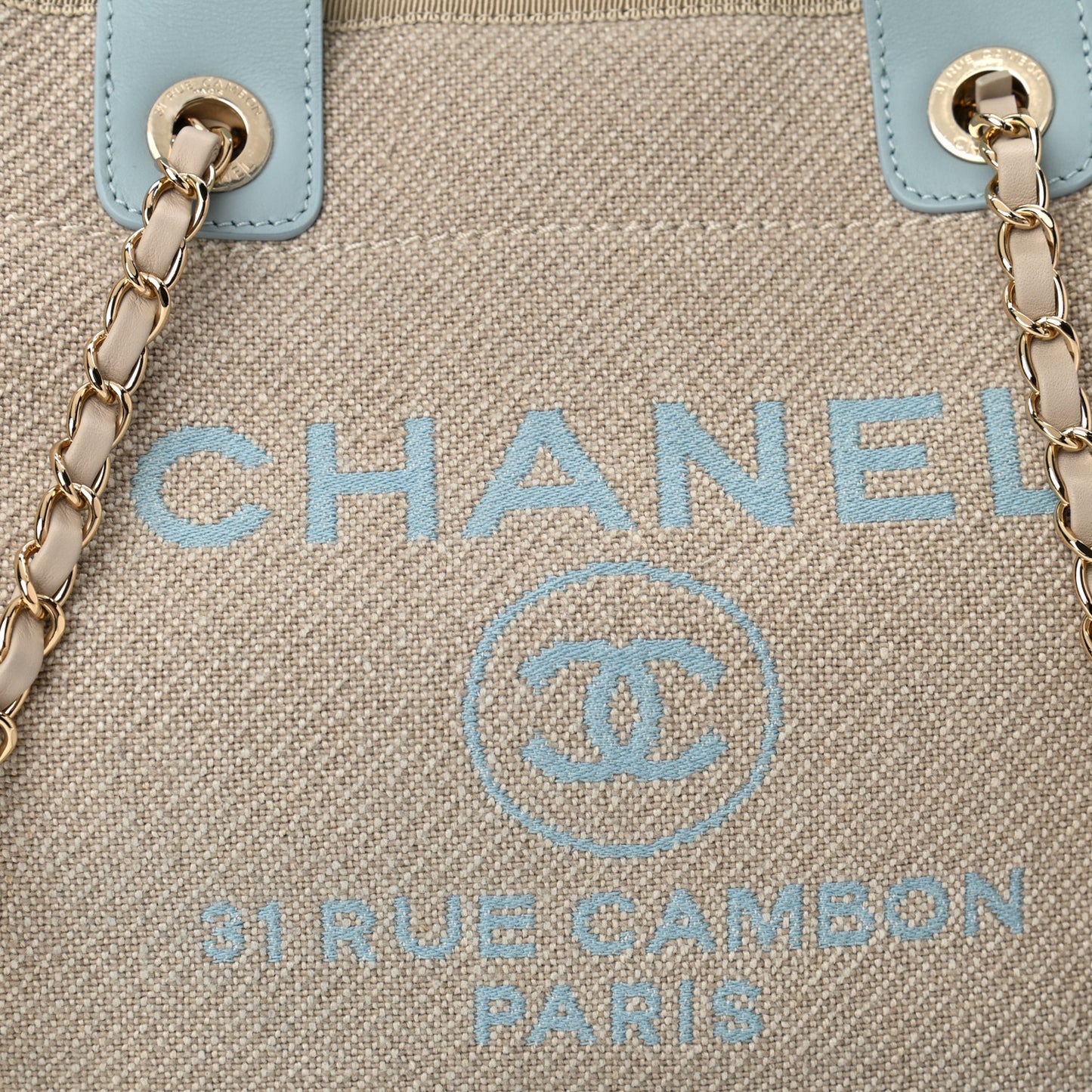 Mixed Fibers Small Deauville Tote Blue Beige