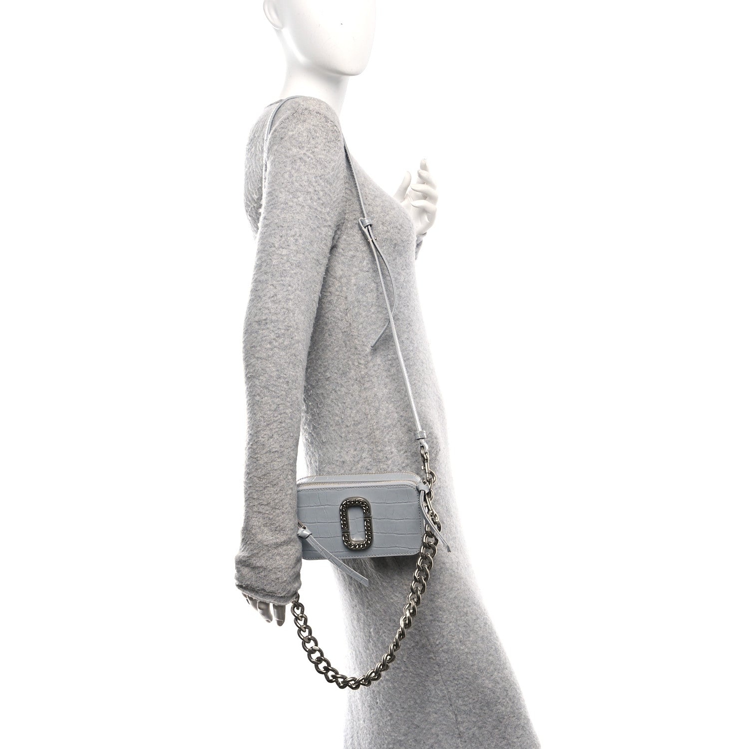 Marc Jacobs Calfskin Croc Embossed Snapshot Camera Bag Quarry 2 of 10
