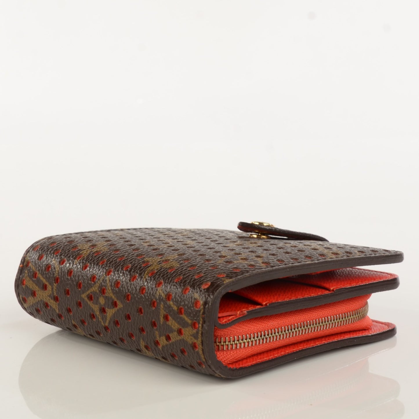 Monogram Perforated Compact Zipped Wallet Orange