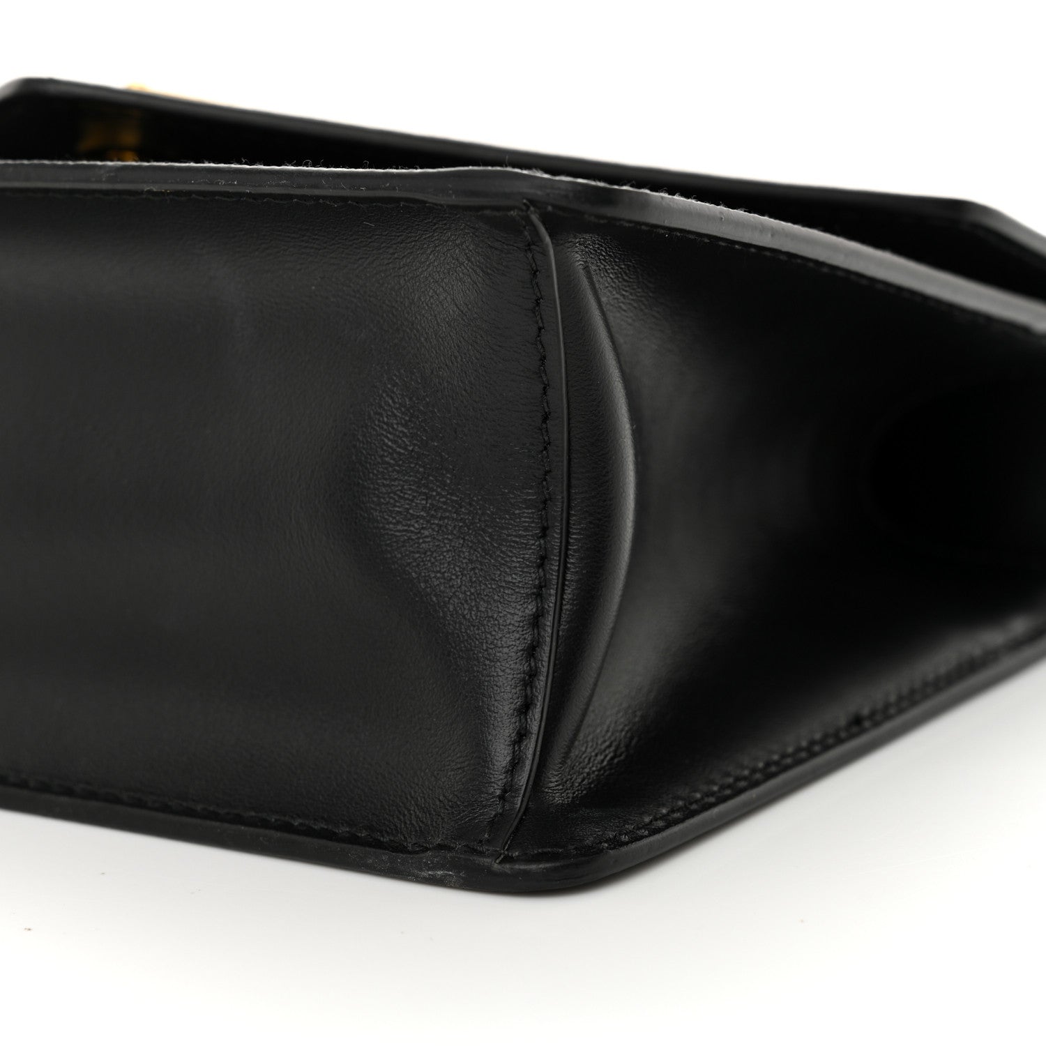 Prada Saffiano Soft Calfskin Metal Triangle Logo Envelope Chain Shoulder Bag Black 9 of 9
