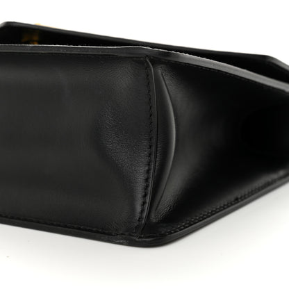 Prada Saffiano Soft Calfskin Metal Triangle Logo Envelope Chain Shoulder Bag Black 9 of 9