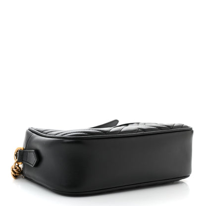 Gucci Calfskin Matelasse Small GG Marmont Chain Shoulder Bag Black 4 of 11