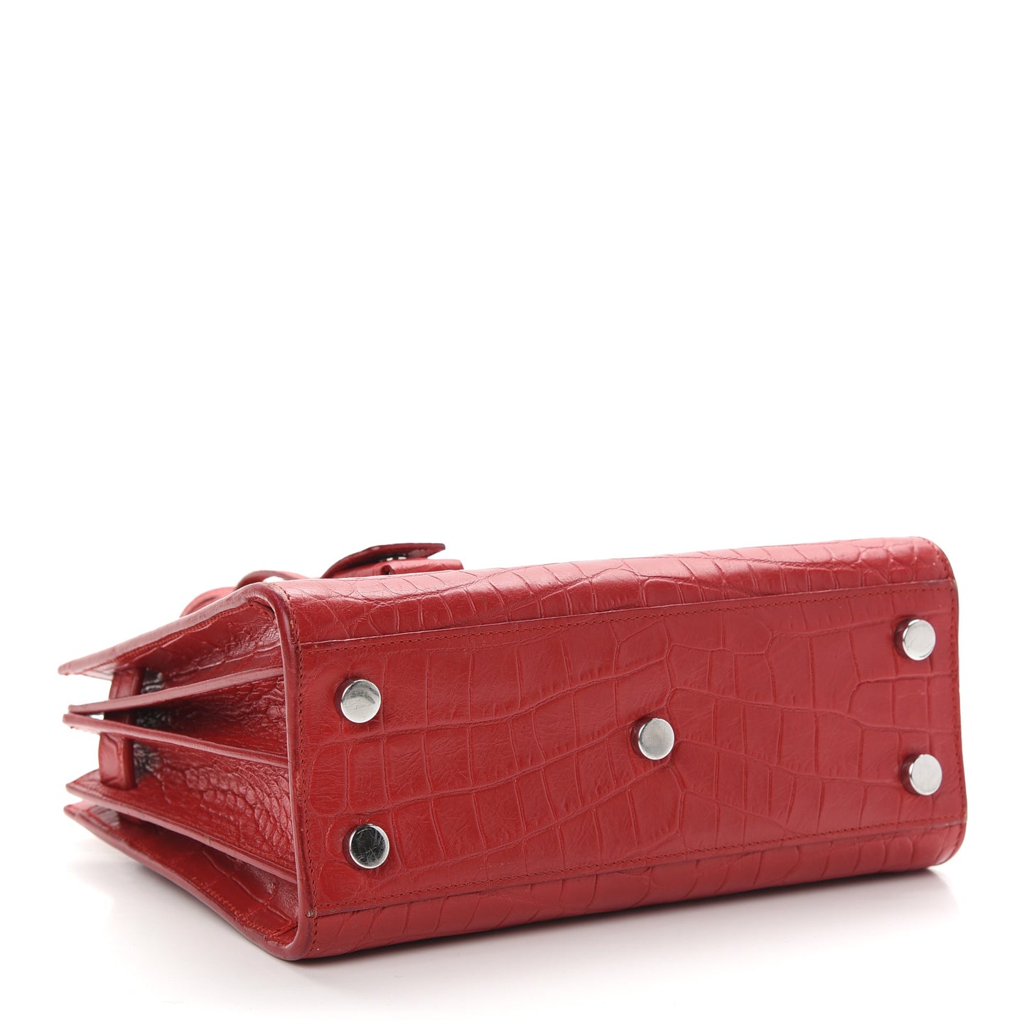 Calfskin Crocodile Embossed Nano Sac De Jour Red
