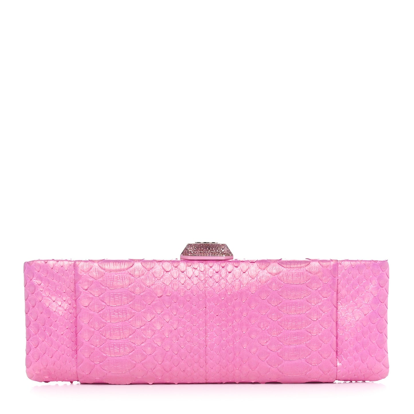 Iridescent Snakeskin Crystal CC Clutch Rose