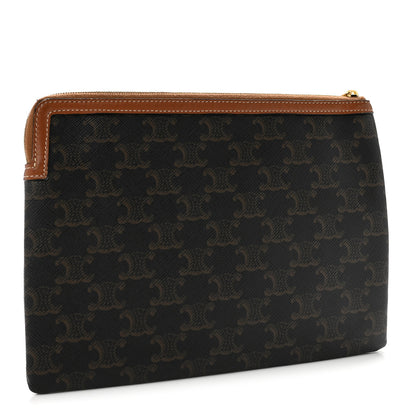 Celine Triomphe Canvas Lambskin Small Pouch Tan 3 of 8