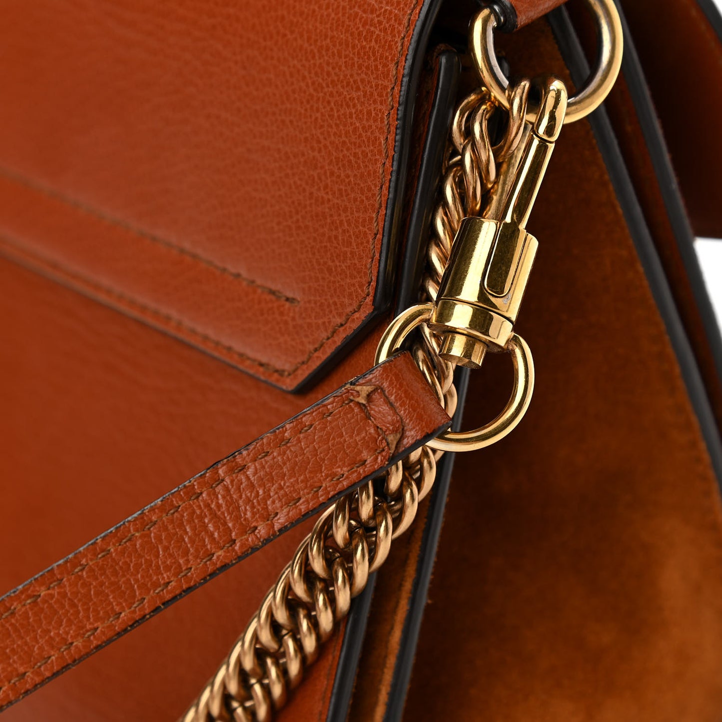 Goatskin Suede Small GV3 Shoulder Bag Amber Mastic