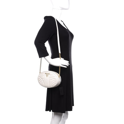 Prada Soft Calfskin Impunture Diagramme Chain Crossbody White 2 of 9