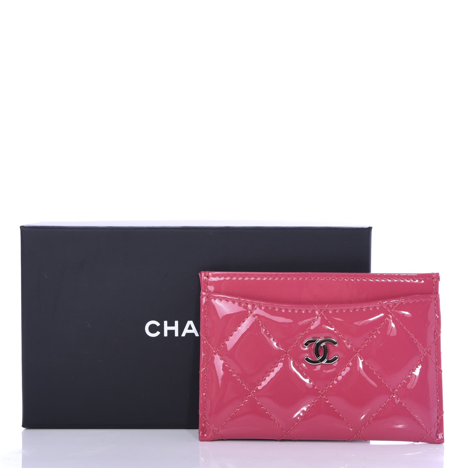 Chanel Patent Quilted Card Holder Pink 9 of 9