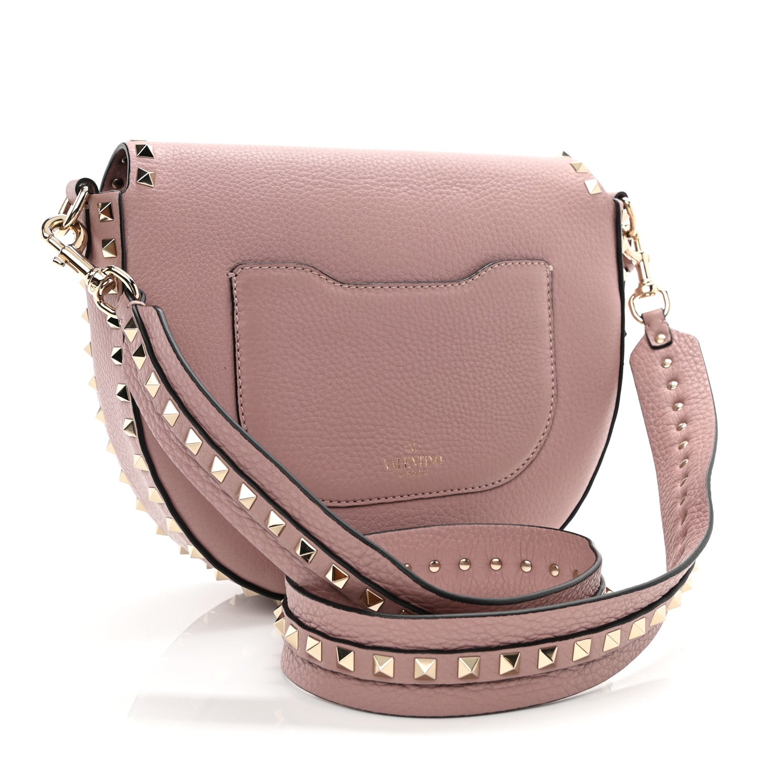 Valentino Garavani Vitello Large Rockstud Halfmoon Saddle Bag Lipstick 3 of 8