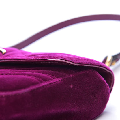 Gucci Velvet Matelasse Mini GG Marmont Shoulder Bag Fuchsia Violet Cyclamen 15 of 17