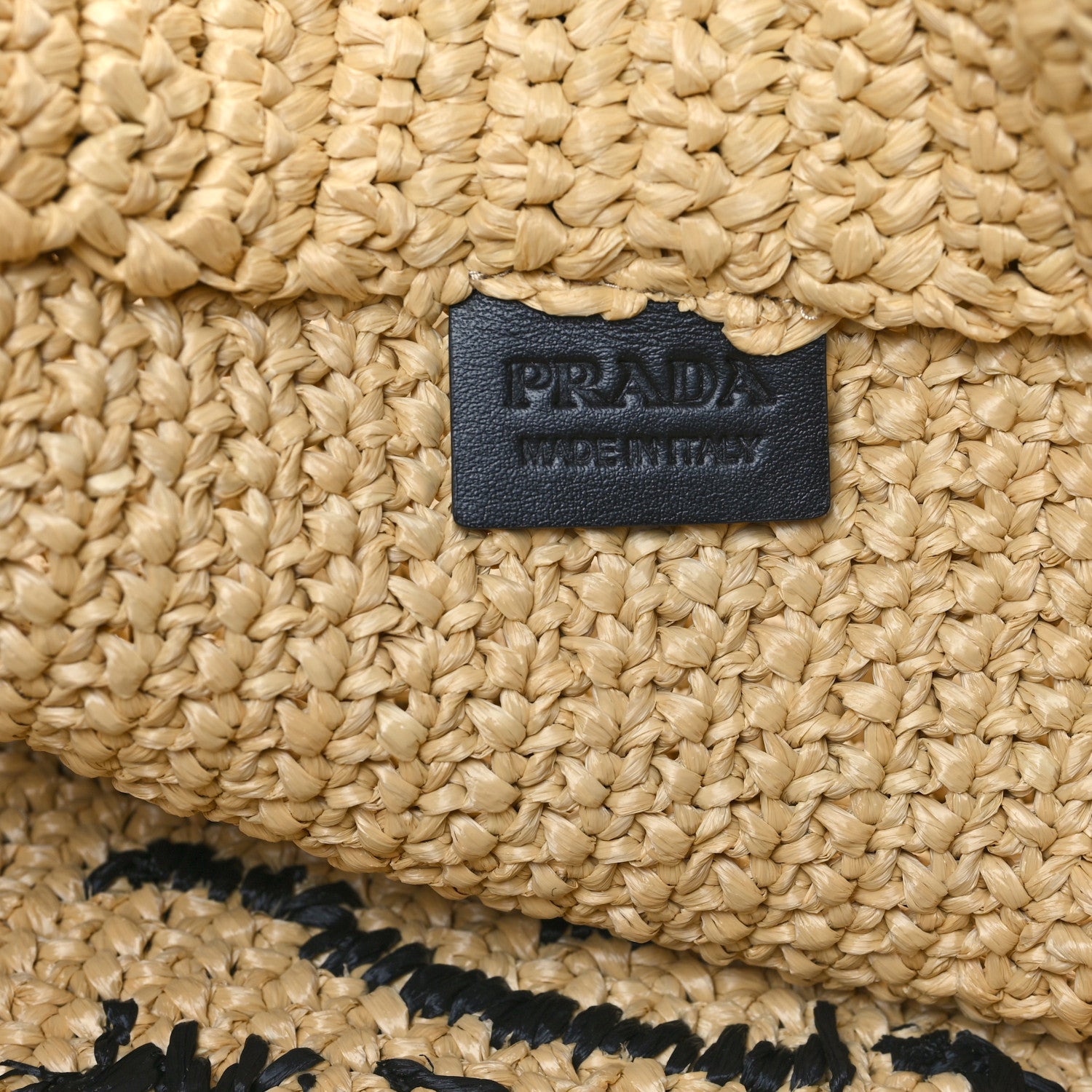 Prada Yarn Raffia Effect Crochet Embroidered Logo Tote Naturale 6 of 8