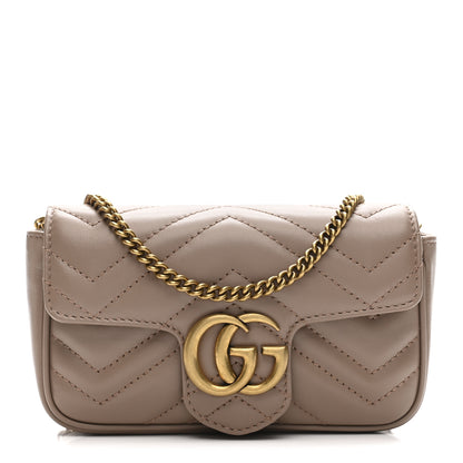 Gucci Calfskin Matelasse Super Mini GG Marmont Shoulder Bag Porcelain Rose 1 of 10