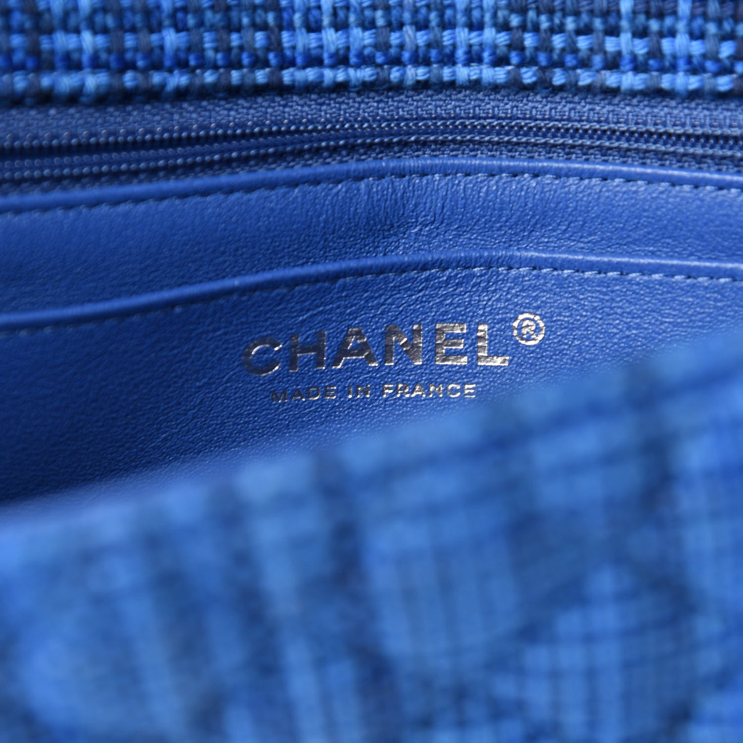 Tweed Quilted Mini Rectangular Flap Navy Blue