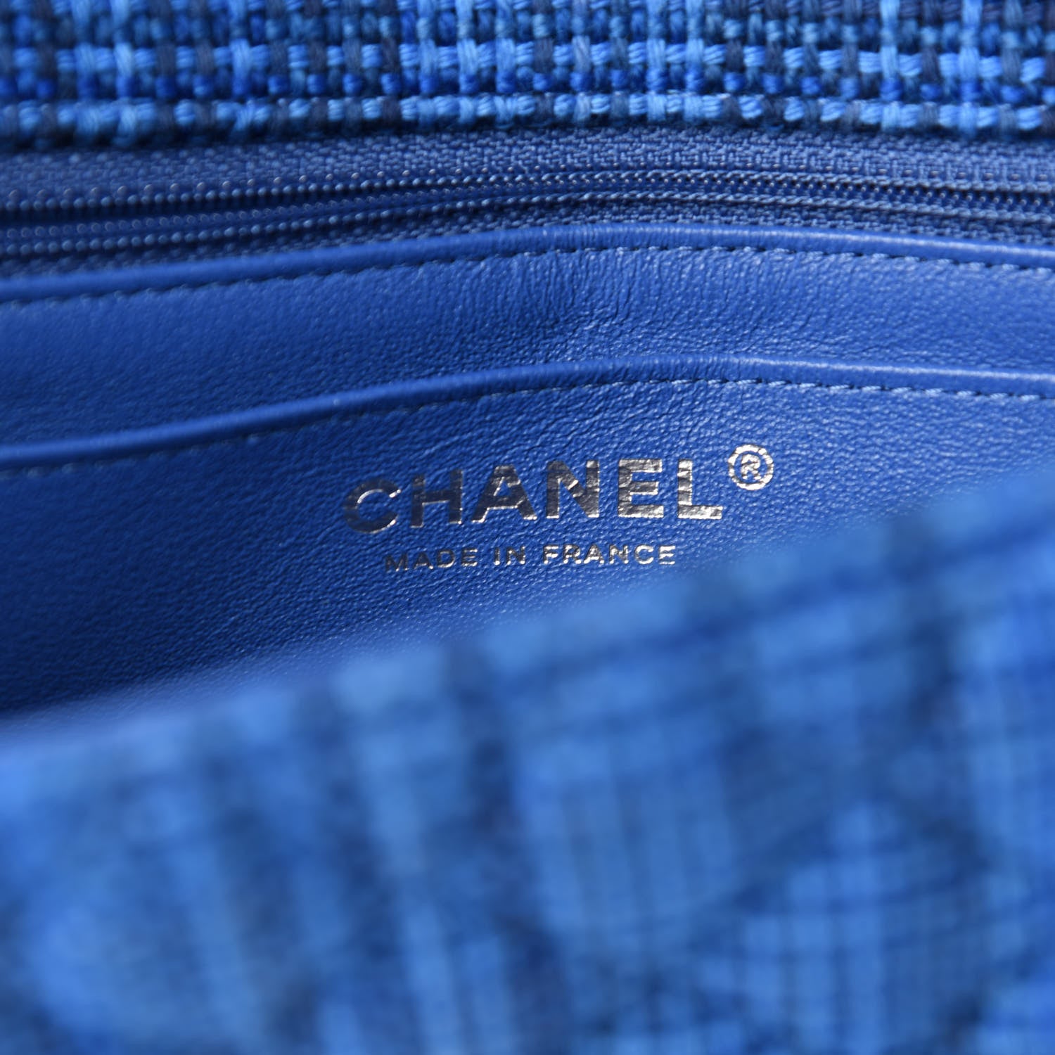 Chanel Tweed Quilted Mini Rectangular Flap Navy Blue 8 of 11