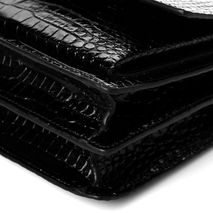 Saint Laurent Calfskin Crocodile Embossed Medium Monogram Sunset Black 10 of 10