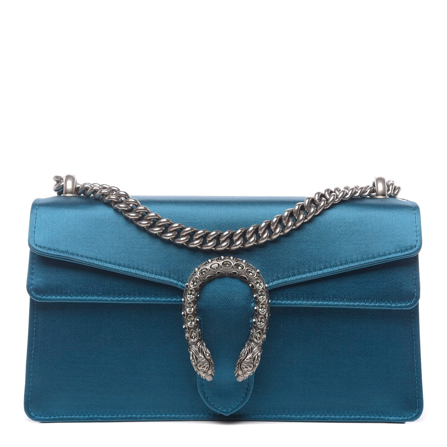Satin Silk Crystal Small Dionysus Shoulder Bag Turchese Black Diamond