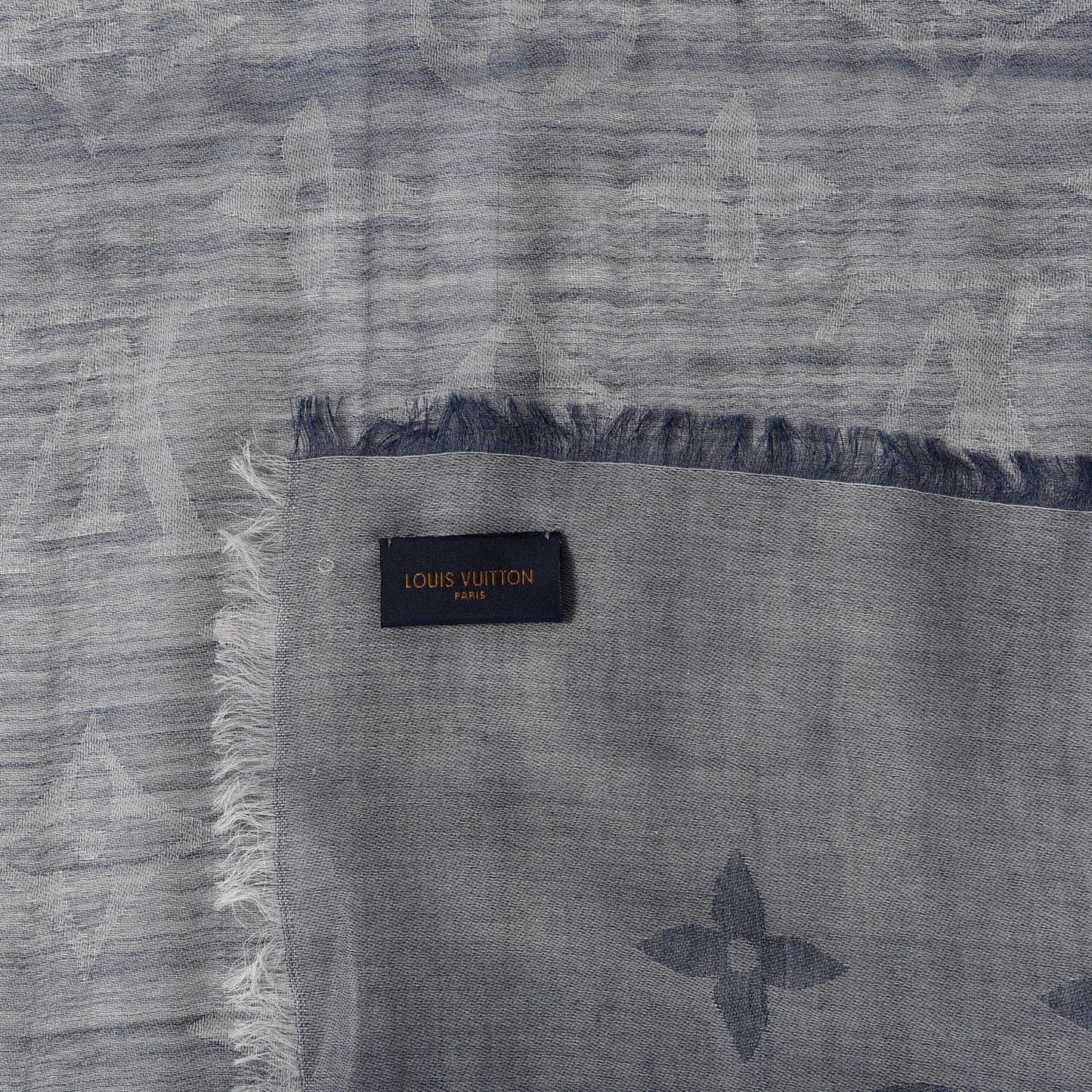 Wool Cotton Silk Daily Monogram Stole Denim