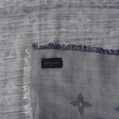 Louis Vuitton Wool Cotton Silk Daily Monogram Stole Denim 2 of 3