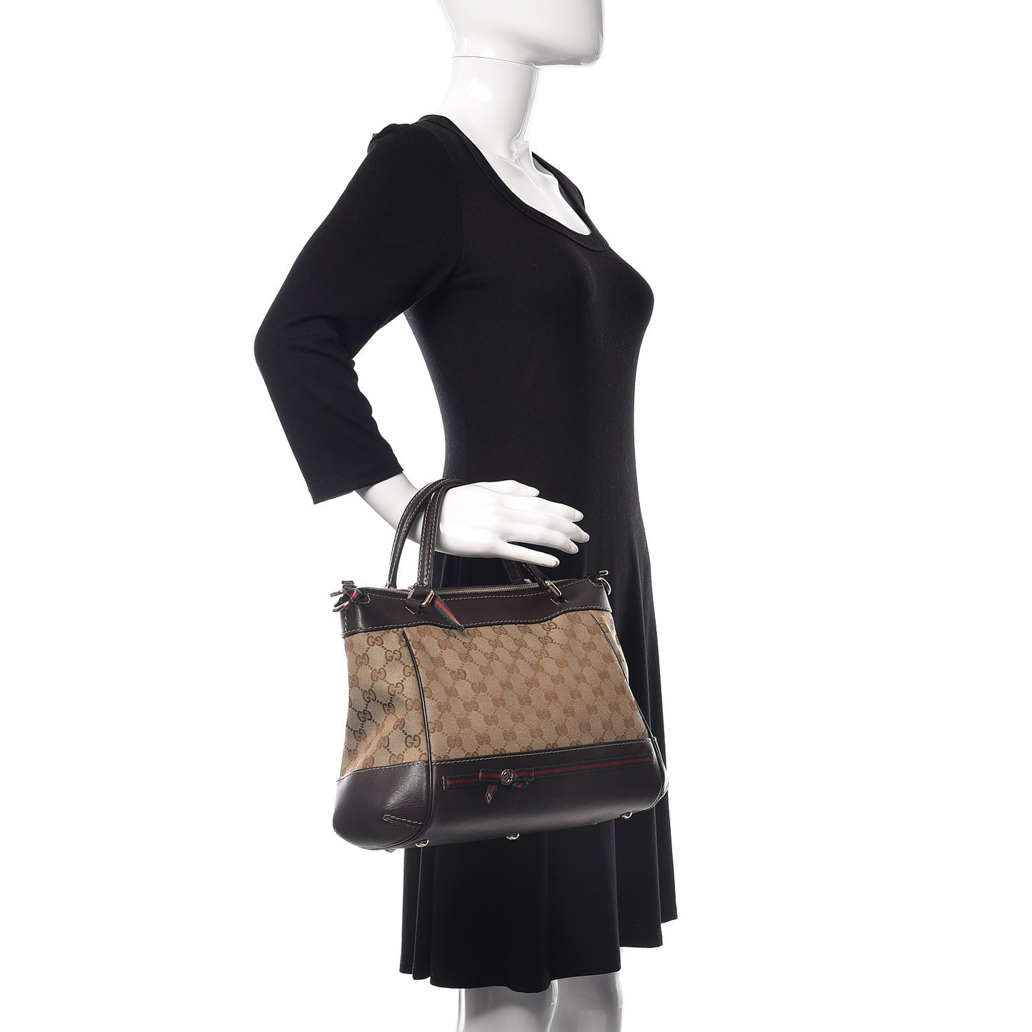 Monogram Web Mayfair Top Handle Satchel Dark Brown