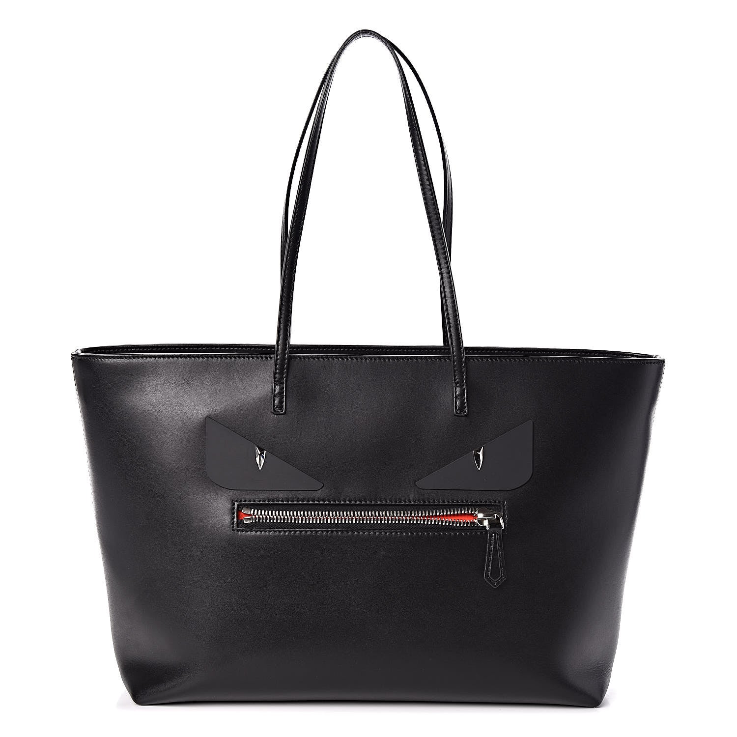 Fendi Vitello Liberty Lucido Metal Monster Eyes Medium Roll Tote Black 1 of 10