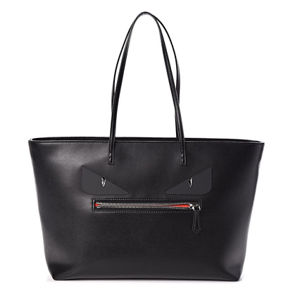 Fendi Vitello Liberty Lucido Metal Monster Eyes Medium Roll Tote Black 1 of 10