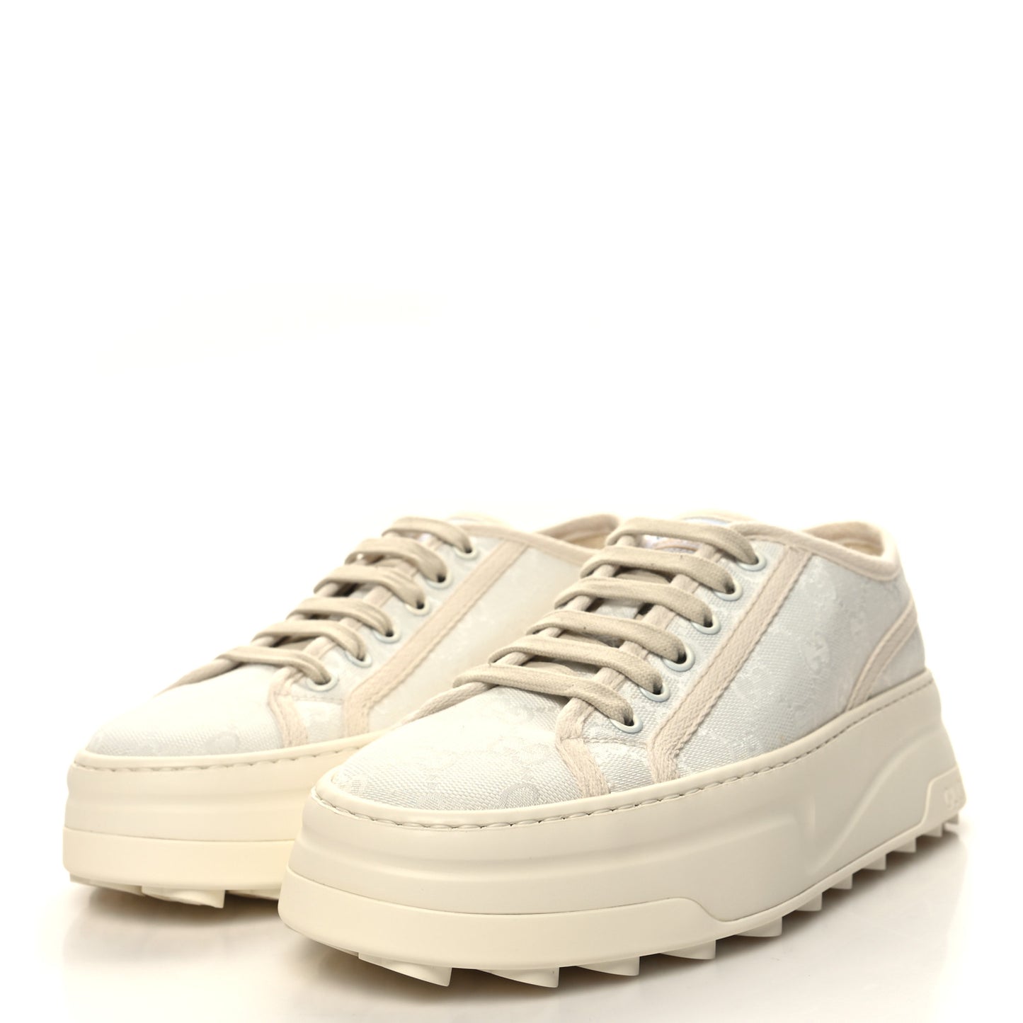 GG Monogram Womens 1977 Tennis Platform 52mm Sneakers 37 Great White Mystic White