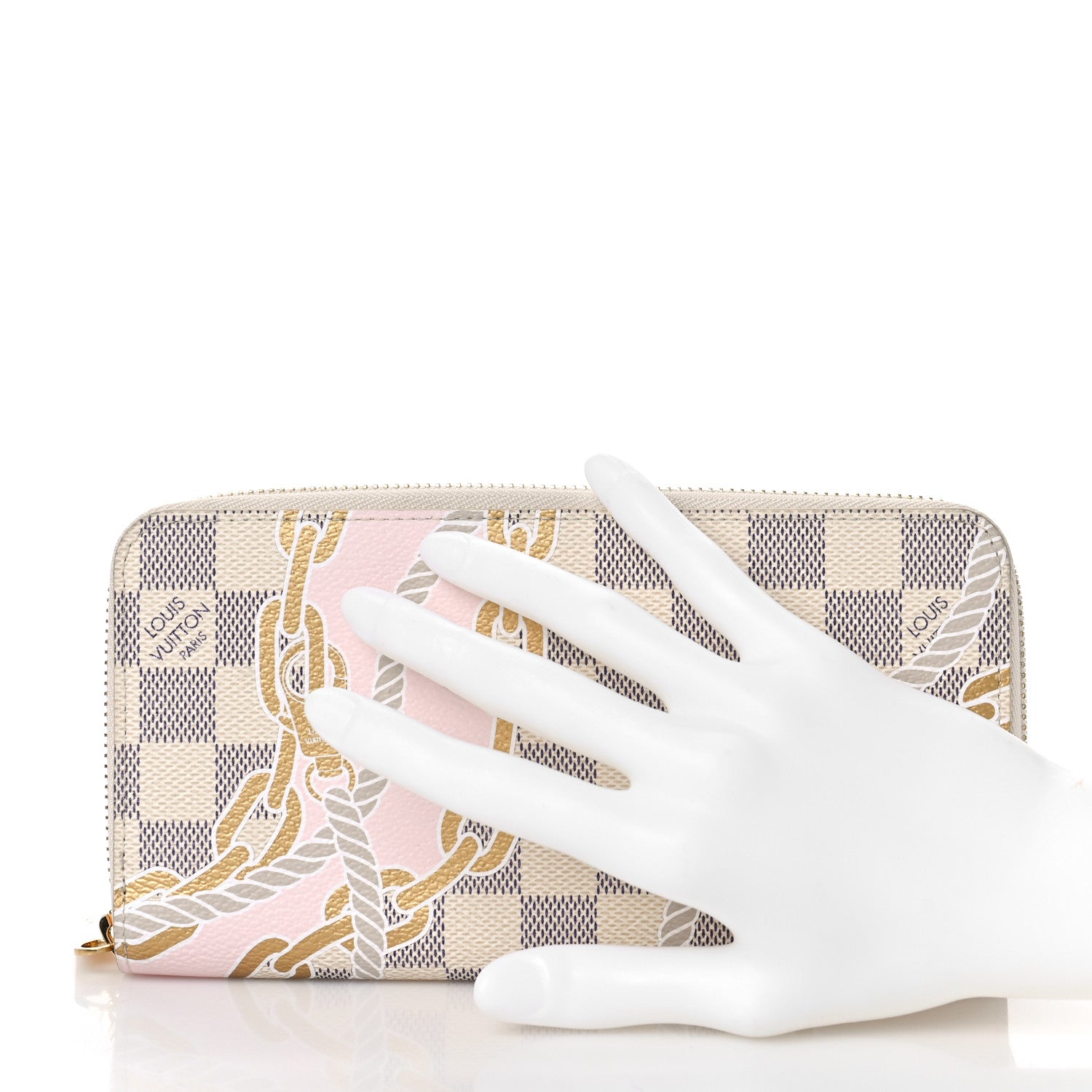 Louis Vuitton Damier Azur Nautical Zippy Wallet Gold 2 of 9