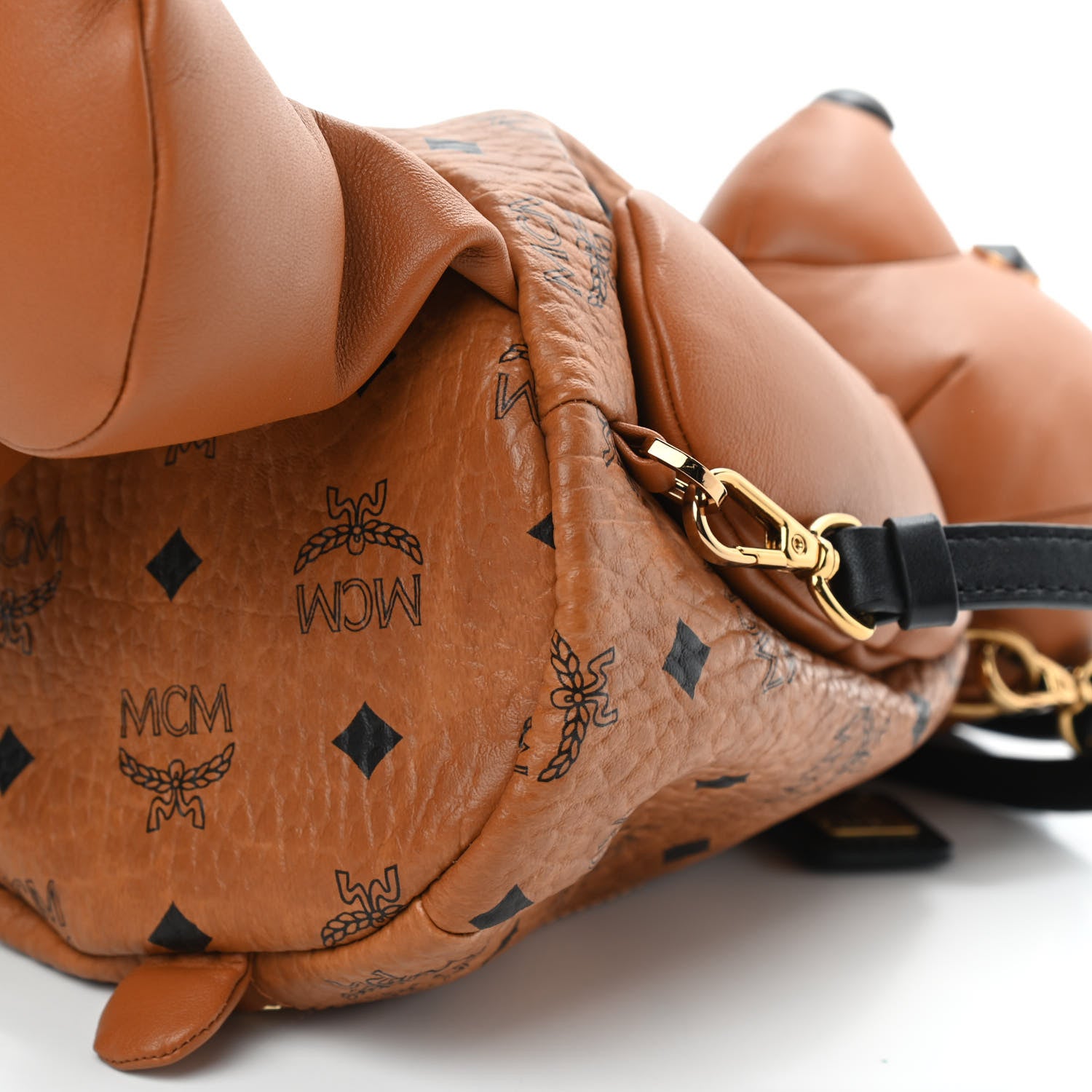 MCM Calfskin Visetos Bear Zoo Doll Backpack Cognac 793536