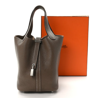 Hermes Taurillon Clemence Picotin Lock 18 PM Etoupe 12 of 12