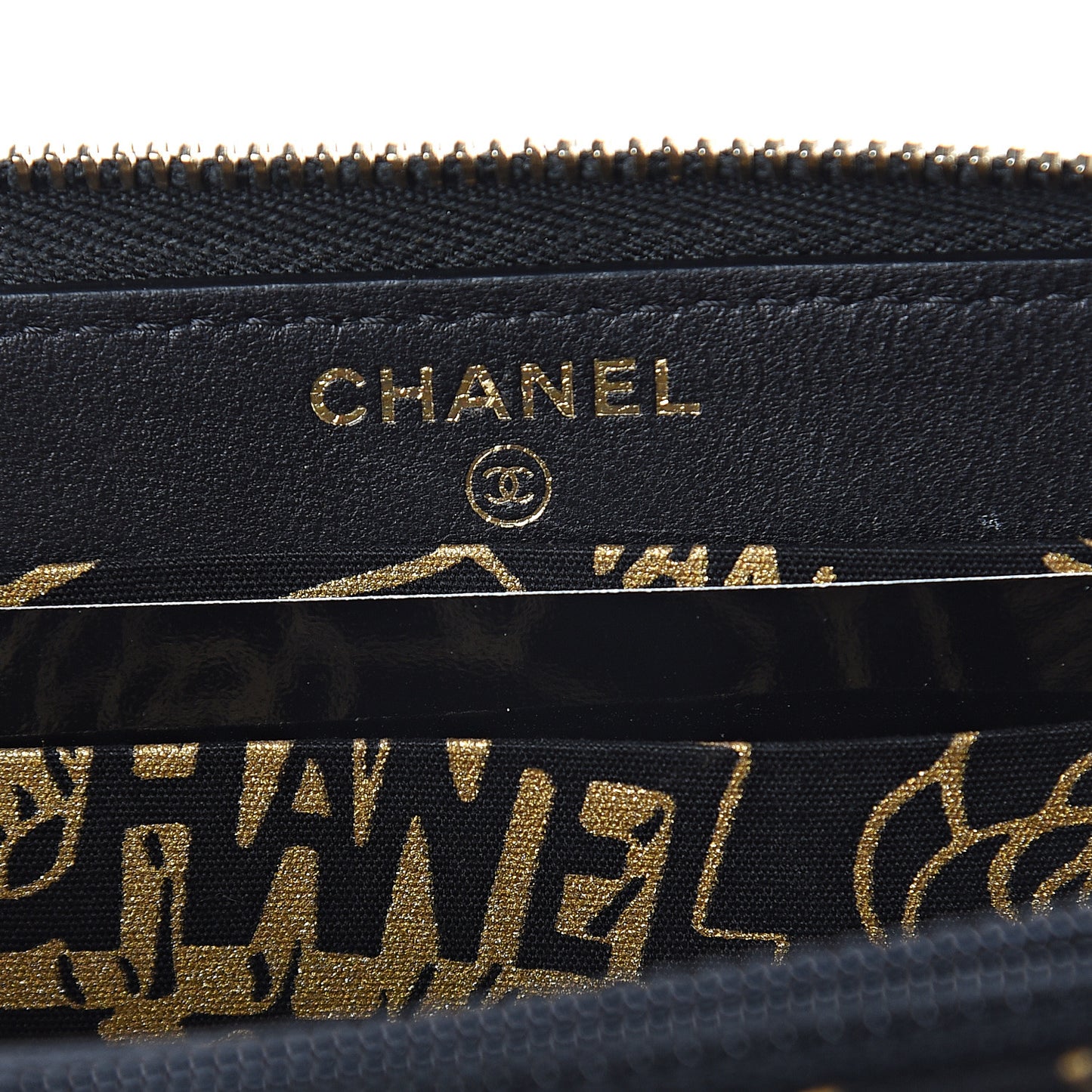 Lambskin Quilted Small Zip Around Wallet Black