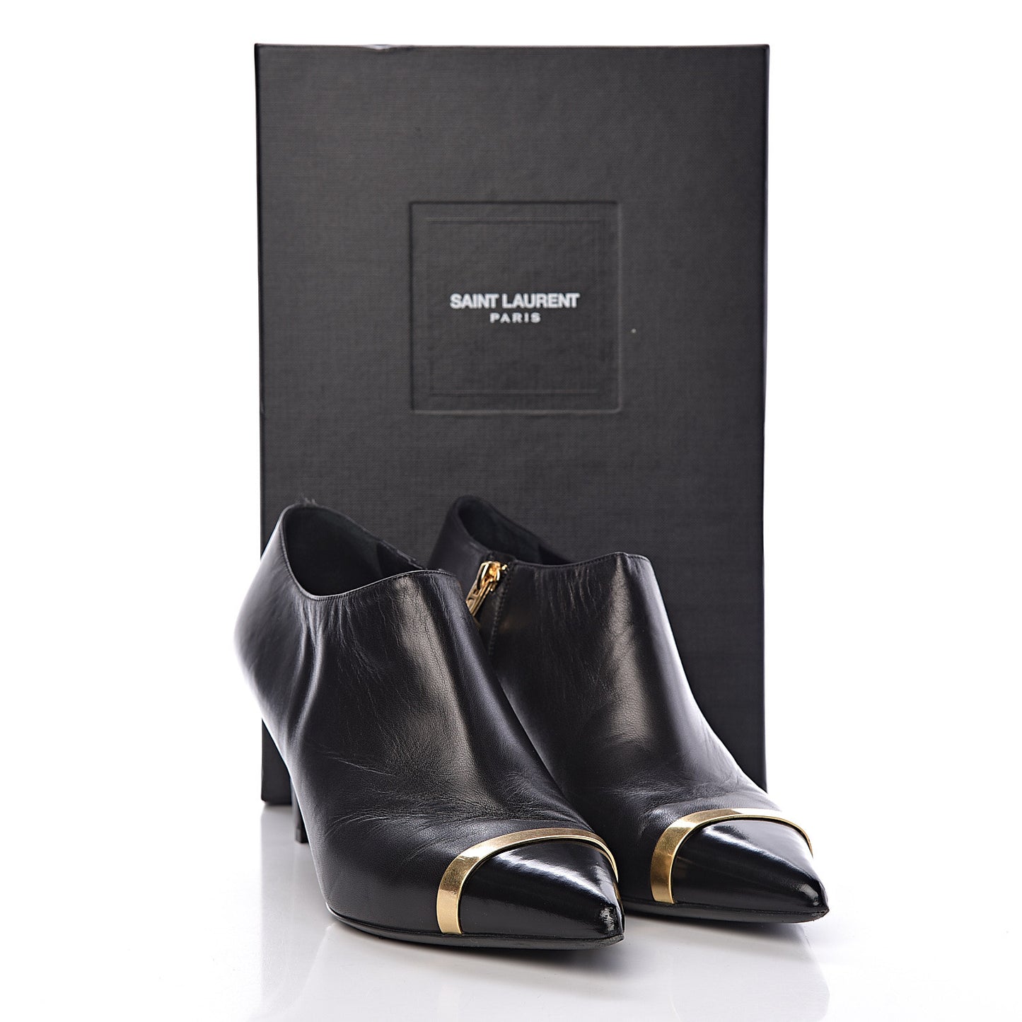 Nappa Cap Toe Ankle Boots 39 Black