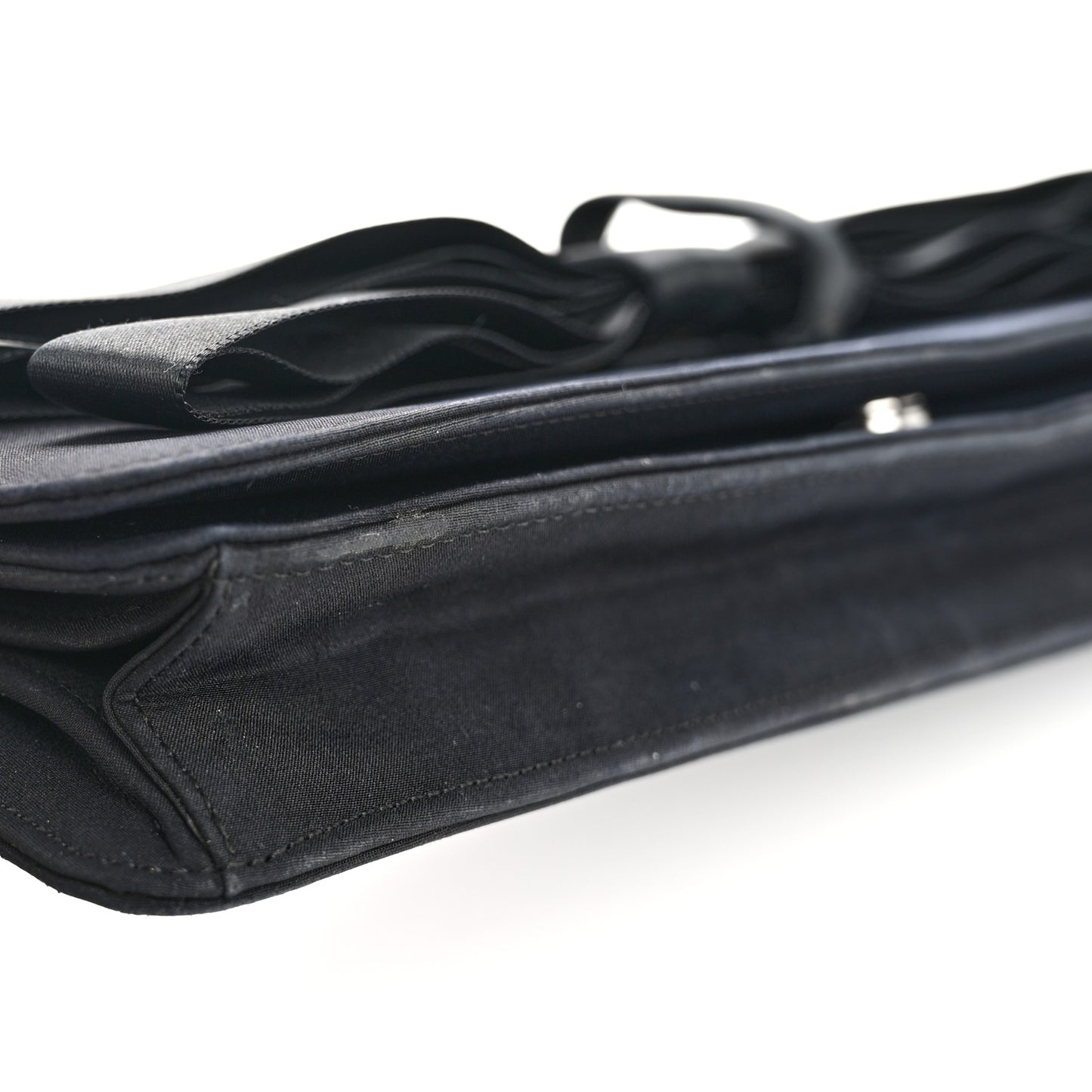 Satin Ribbon Bow Clutch Black