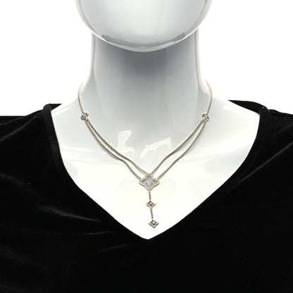 David Yurman Sterling Silver Diamond Chalcedony Quatrefoil Drop Pendant Necklace 2 of 6