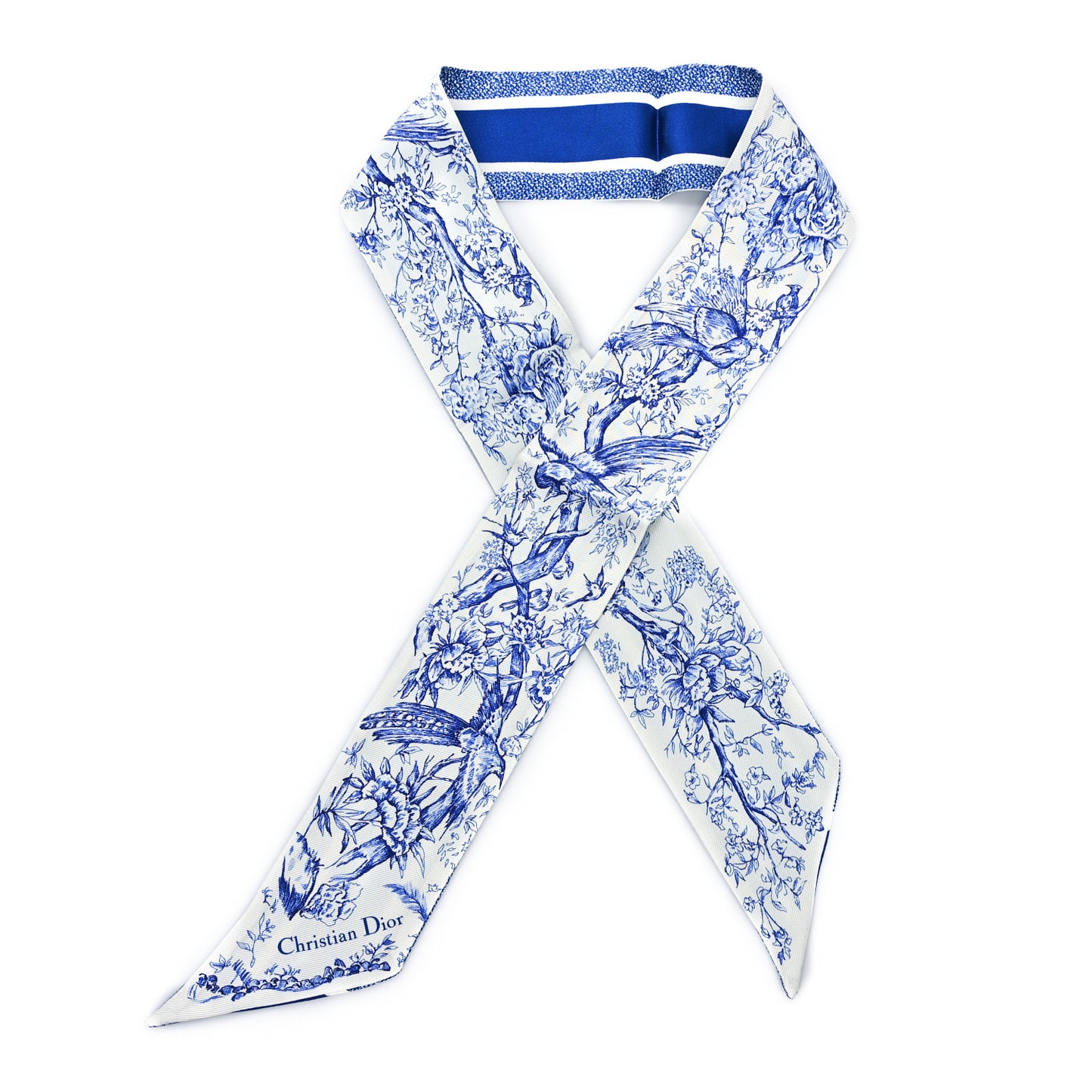 Silk Toile De Jouy Mitzah Scarf Blue