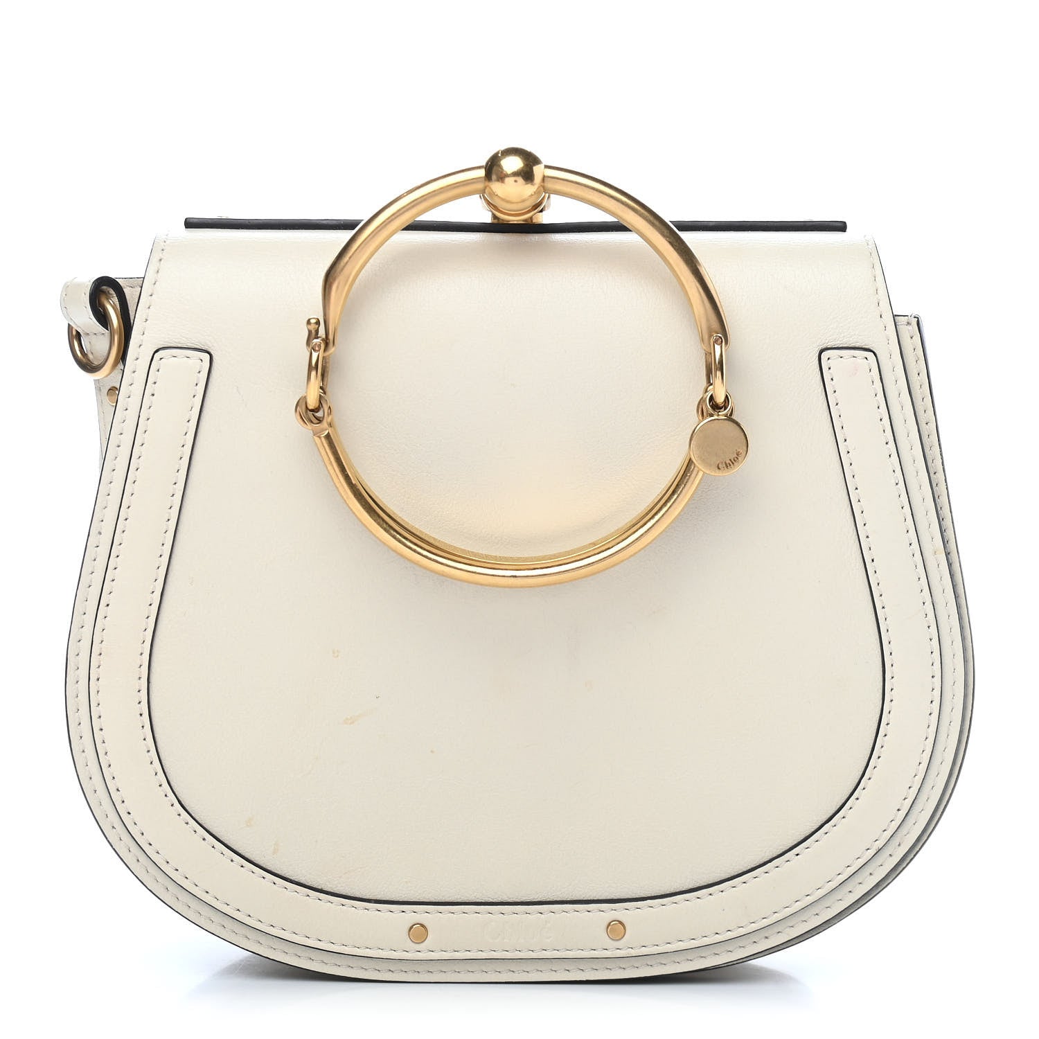 Chloe Calfskin Suede Medium Nile Bracelet Bag Off White 1 of 13