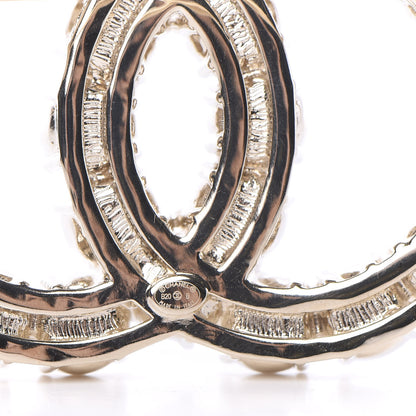 Chanel Crystal Pearl CC Dazzling Domino Brooch Gold Black 3 of 4